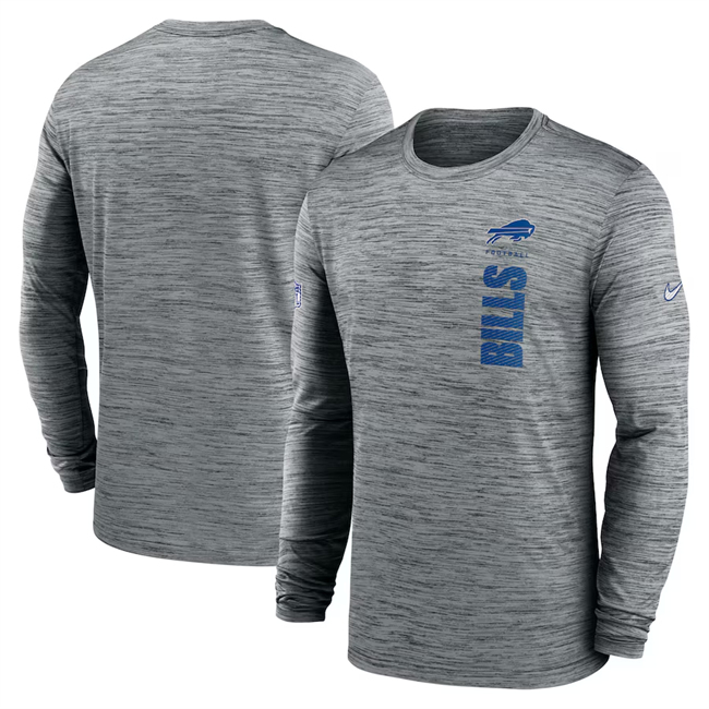 Men's Buffalo Bills Gray 2024 Sideline Team Velocity Performance Long Sleeve T-Shirt